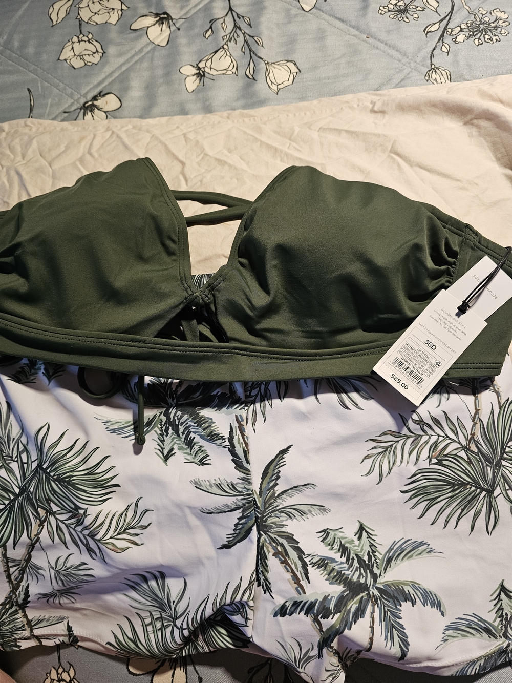 Olive Green Women's Bandeau Swim Top - Brand Unspecified